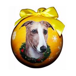 Christmas Ornament Julekugle Med Greyhound på Orange kugle