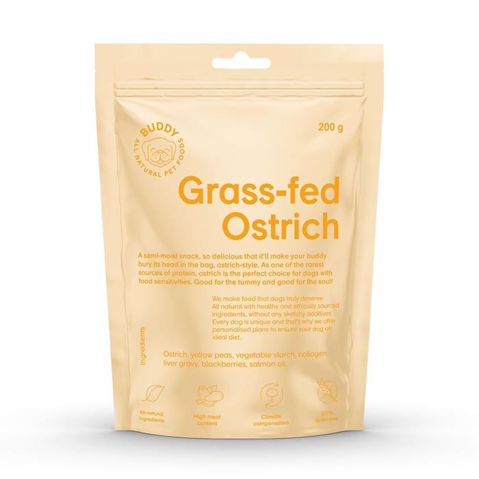 Buddy Hundegodbidder Grass-fed Ostrich 200g