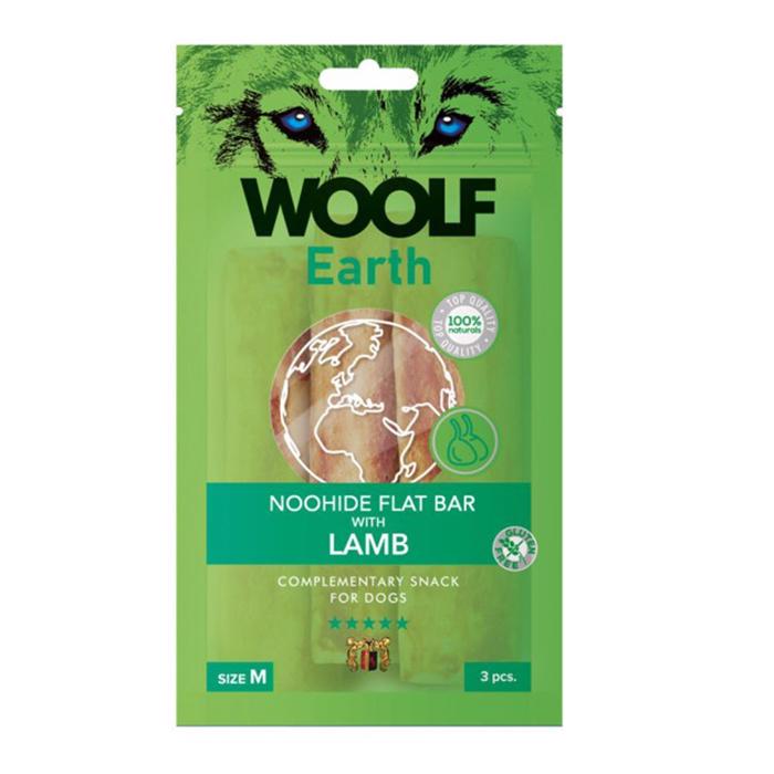 Woolf Earth NooHide FlatBar Lam Naturlige Tyggeben MEDIUM 3stk