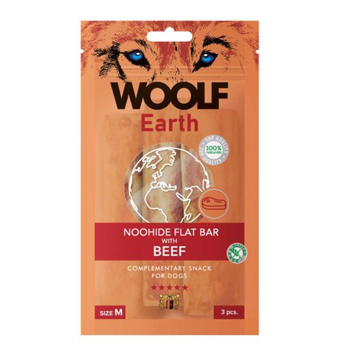 Woolf Earth NooHide FlatBar Beef Naturlige Tyggeben MEDIUM 3stk