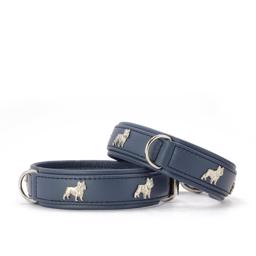 Læder Halsbånd DeLuxe Håndsyet Fransk Bulldog Jeans