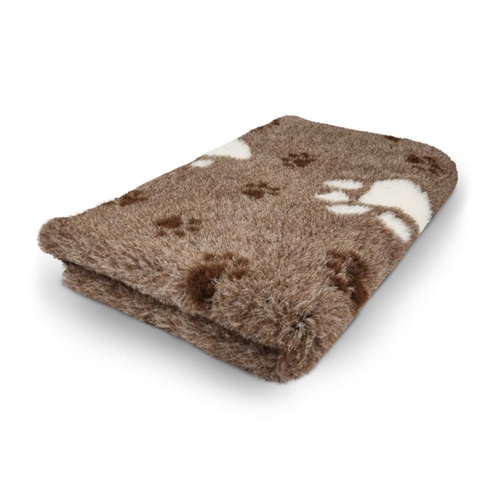 Vet Bed Extra Soft Design Lysebrun med Brune & Hvide Poter 75 x 100 cm