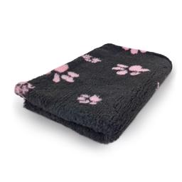 Vet Bed Extra Soft Design Sort med Lyserøde Poter 100 x 150 cm
