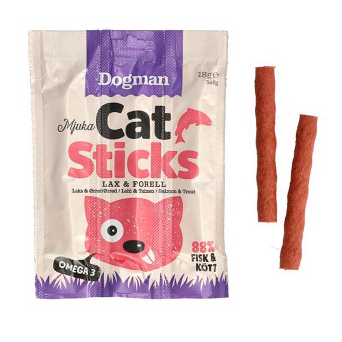 Dogman Cat Sticks med Laks og Ørred Lækre Katte Stænger