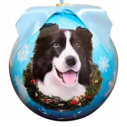 Christmas Ornament Julekugle Med Border Collie på Blå Kugle