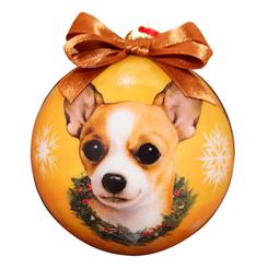 Christmas Ornament Julekugle Med Chihuahua På Gul Kugle