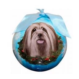 Christmas Ornament Julekugle Med Lhasa Apso på Blå Kugle
