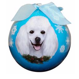 Christmas Ornament Julekugle Med Hvid Puddel På Blå Kugle
