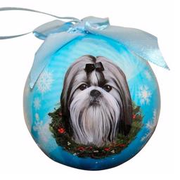 Christmas Ornament Julekugle Med Shih Tzu På Blå Kugle