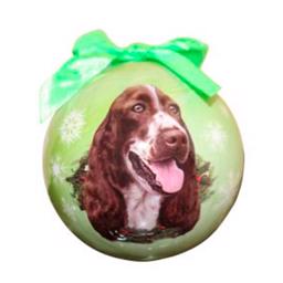 Christmas Ornament Julekugle Med Springer Spaniel på Grøn Kugle