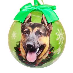 Christmas Ornament Julekugle Med Schæfer på Grøn Kugle