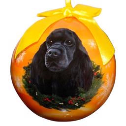Christmas Ornament Julekugle Med Sort Cocker Spaniel På Orange Kugle