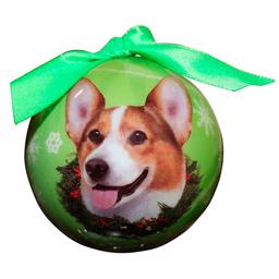Christmas Ornament Julekugle Med Welsh Corgi På Rød Kugle