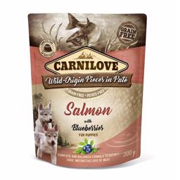 Carnilove Pouch Pate Med Laks og Blåbær Til HVALPE 300 gram