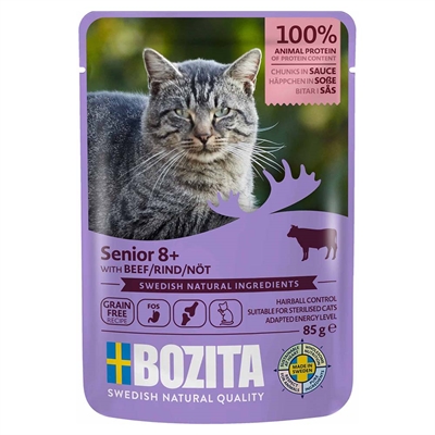 Bozita Feline Bidder i Sauce Til Seniorkatten med Oksekød 85g