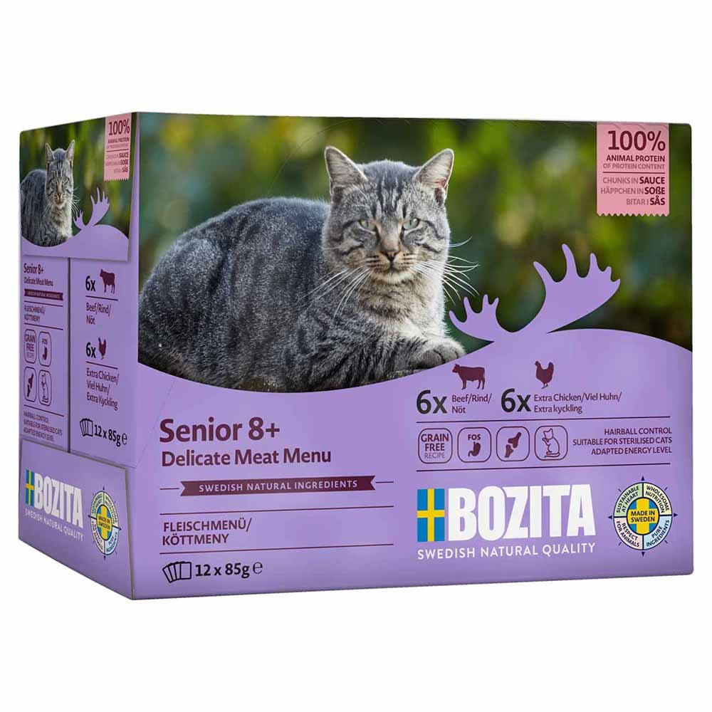 Bozita Feline Bidder i Sauce Til Seniorkatten MIXBOX 12stk