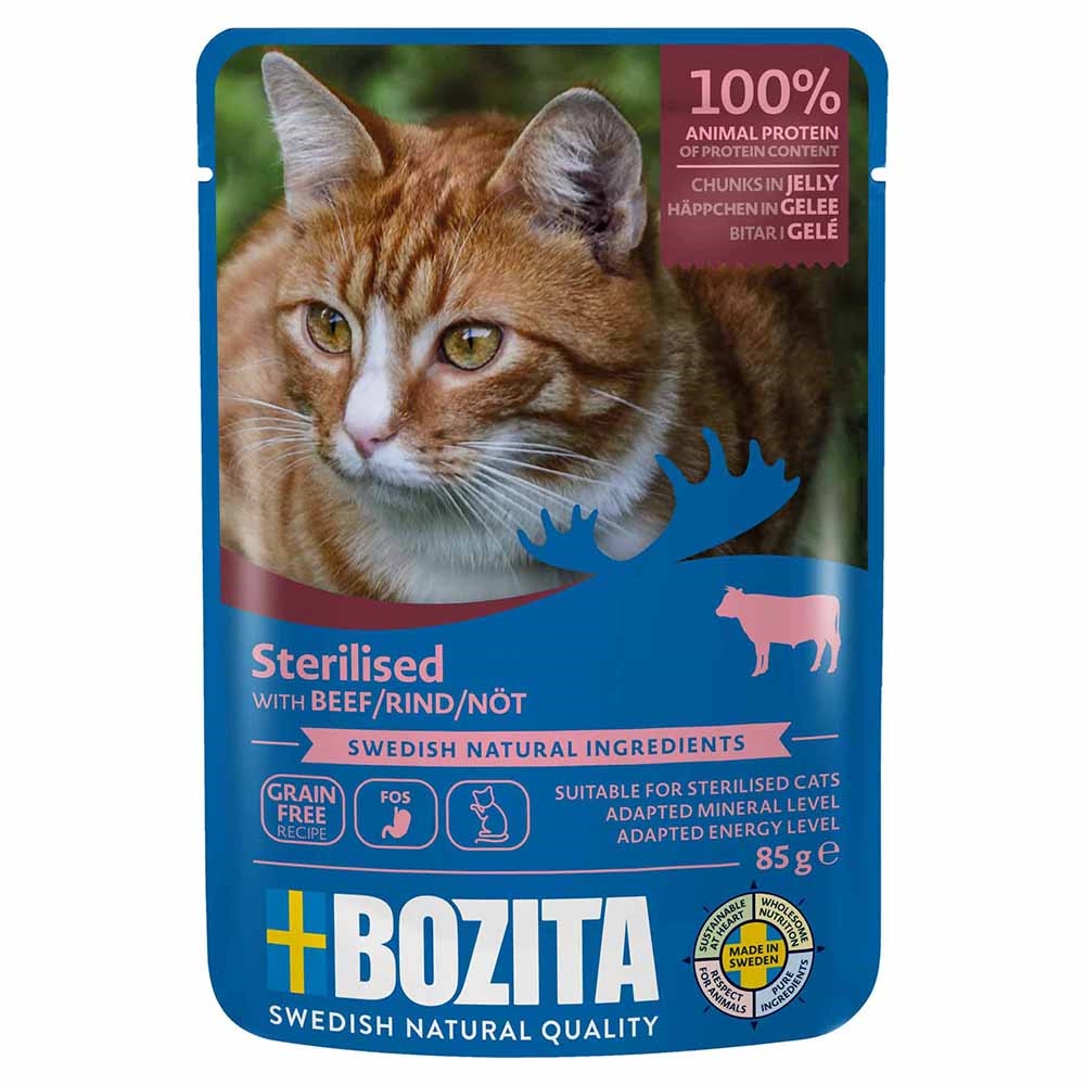 Bozita Feline Sterilised Bidder i Gelé Okse 85g