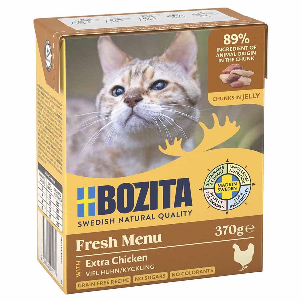 BOZITA Kattemad Bidder I Gelé Med 89% Frisk Kylling Extra