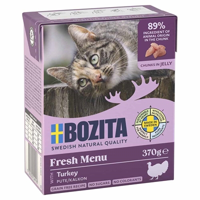 BOZITA Kattemad Bidder I Gelé Med 89% Frisk Kalkun