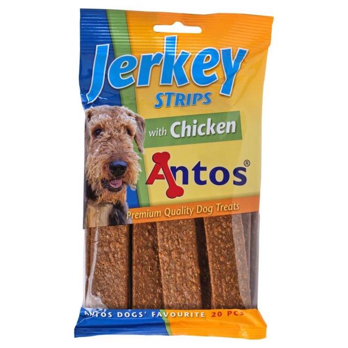 Antos Jerkey Strips With CHICKEN Herlige Flade Kød Barer 200g