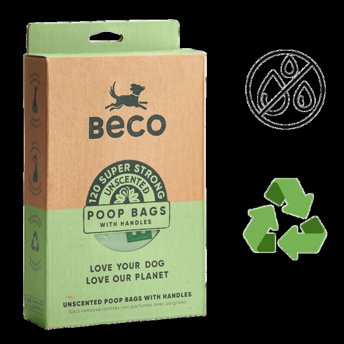 BECO Super Strong Poop Bags With Handle UDEN Duft med Håndtag 120 stk