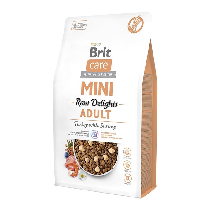 Brit Care MINI Hundefoder Raw Delights Adult Turkey & Shrimp 2kg