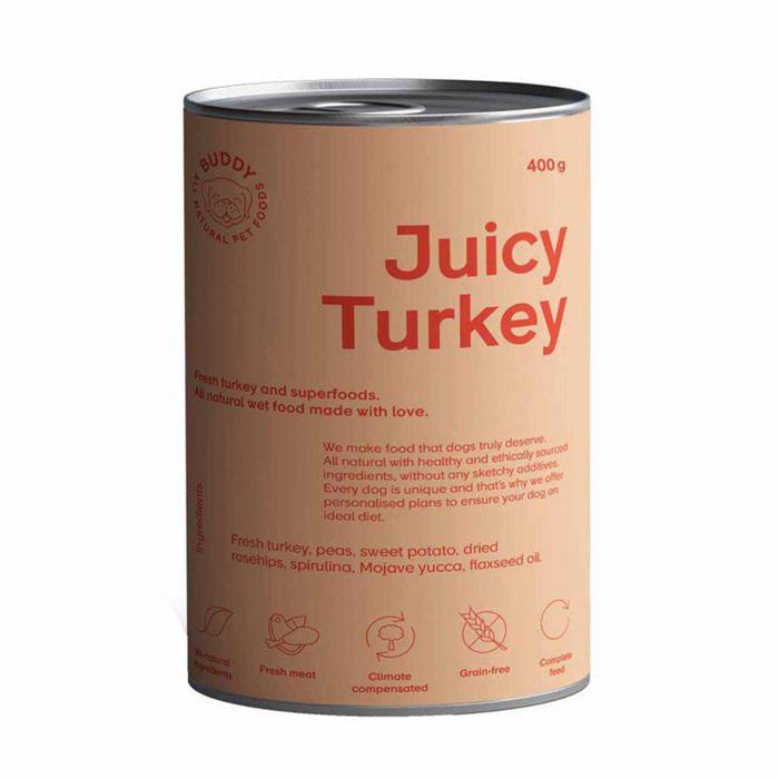 Buddy Vådfoder Til Hund Juicy Turkey Single Protein 80% Kalkun 400g