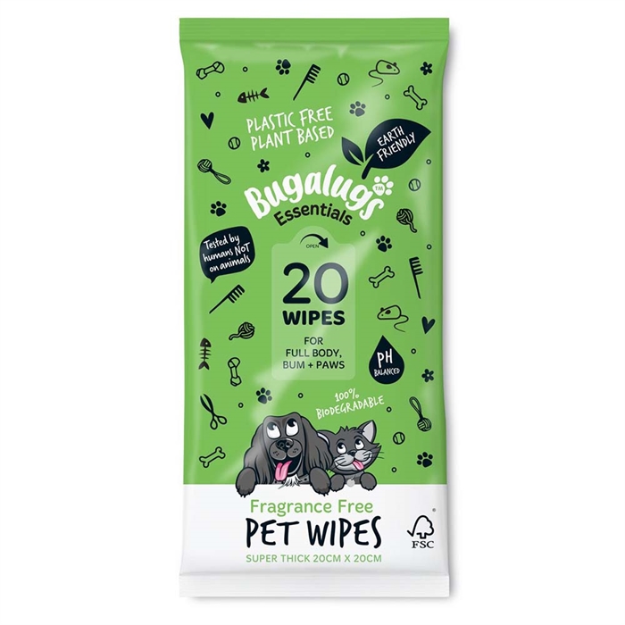 Bugalugs Essentials Rejseservietter Til Hund & Kat 20 Stk