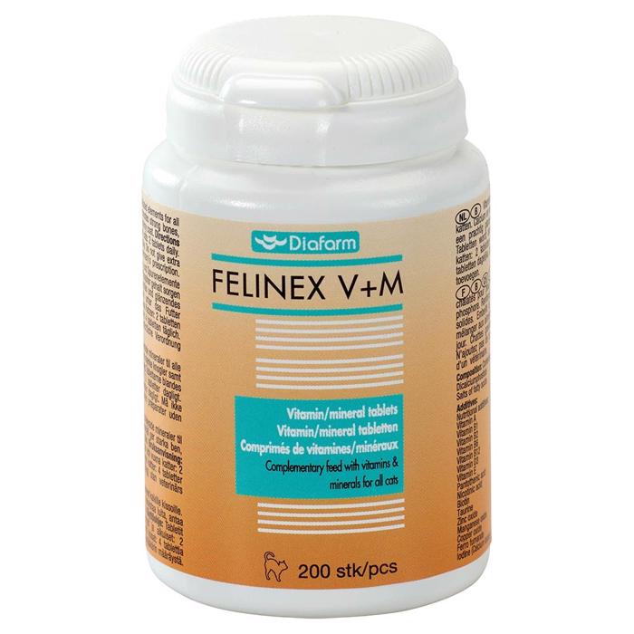 Diafarm Felinex Vitamin og Mineral Tilskud Til Kat 200 stk.