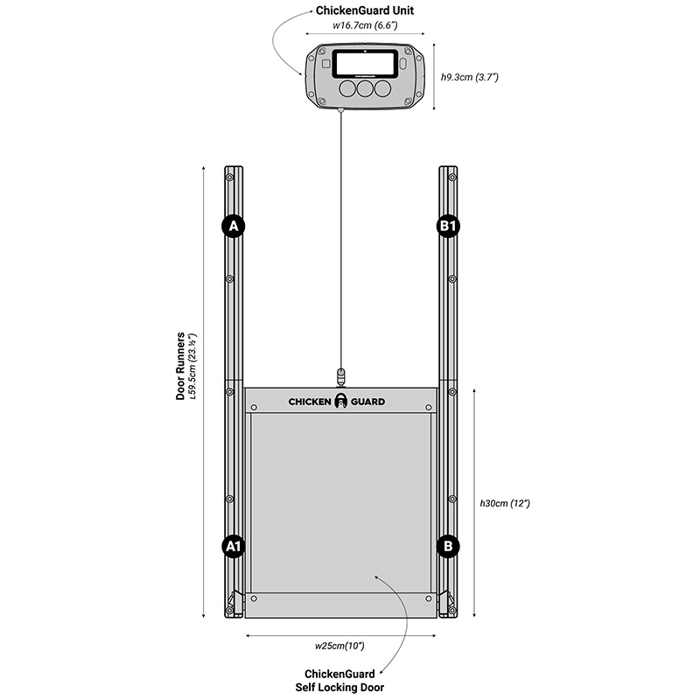 Chickenguard PRO Kit Automatisk Åbne/Lukke Automatik & Selvlåsende Hønselem