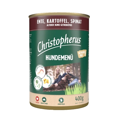 Christopherus Hundemenü Vådfoder Til Seniorhunden med And 400g