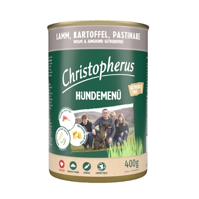Christopherus Hundemenü Vådfoder Til Hvalp & Juniorhund med Lam 400g