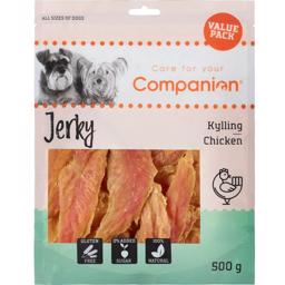 Companion Chicken Jerky Stykker af Tørret Kylling Bryst 500g VALUEPACK