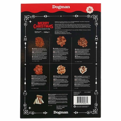 Hunde julekalender med godbidder bag hver låge