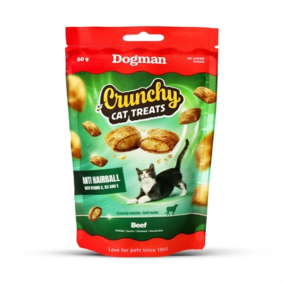 Dogman Crunchy Kattegodbidder Anti Hairball 60g