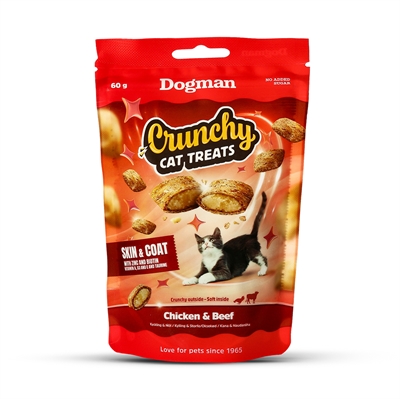 Dogman Crunchy Kattegodbidder Skin & Coat 60g