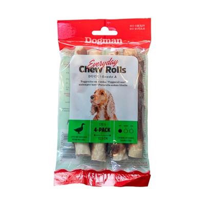 Dogman Chew Rolls Tyggeruller med And på 12,5 cm 4-pack 