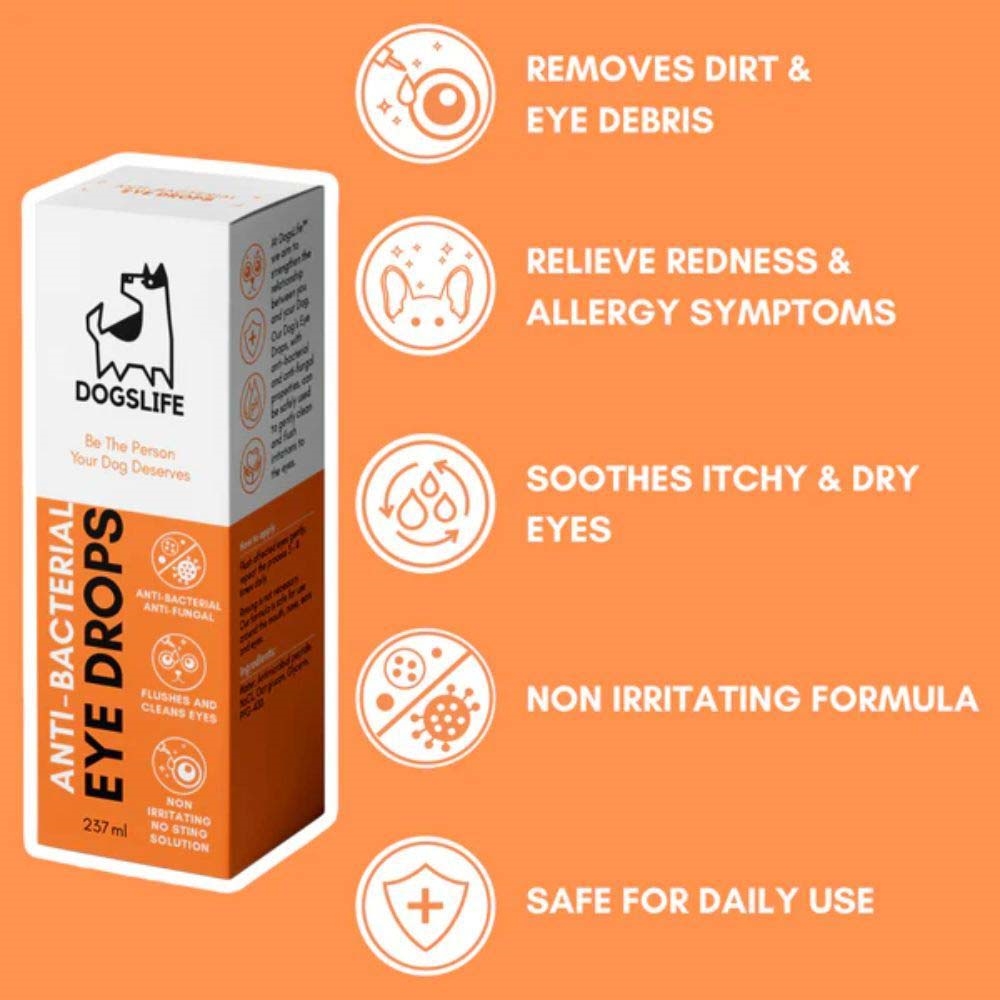 Dogslife Anti Backterial Eye Drops Øjendråber til Hunde 237ml