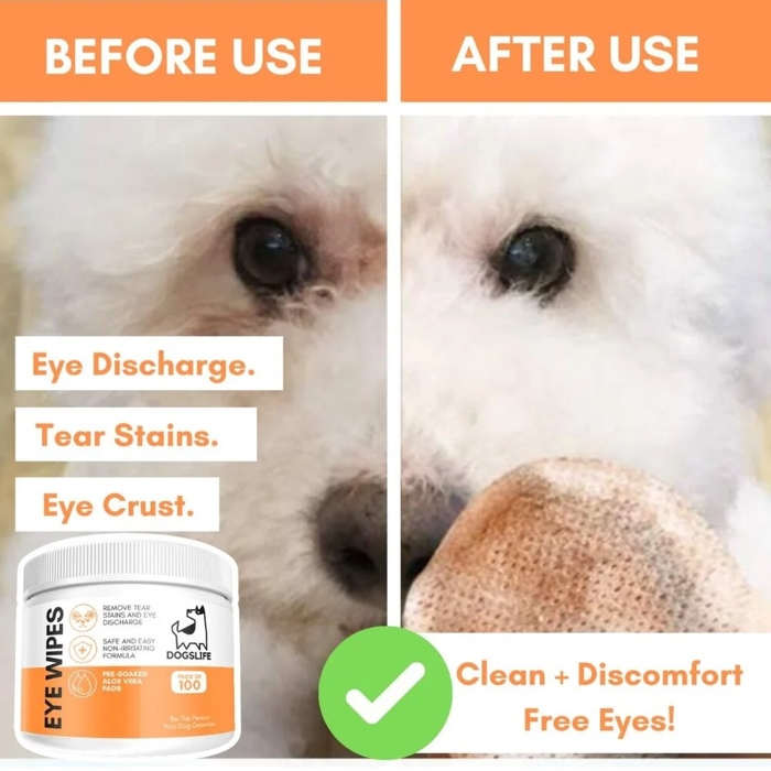Dogslife Eye Wipes Renseservietter Til Hundens Øjne 100stk