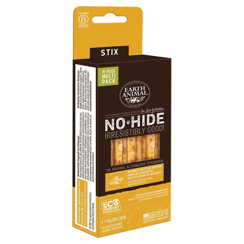 Earth Animal No-Hide Stix Dog Peanutbutter 10 Pack