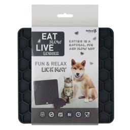 Eat Slow Live Longer Fun & Relax Lick Mat Slikkemåtte Med Dutter Sort