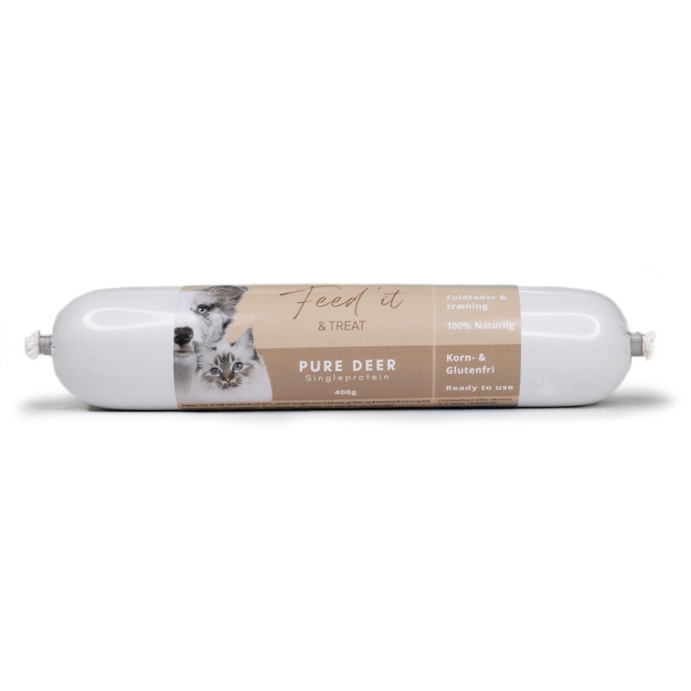 Feed It & Treat Skærefast Pølse med Hjort 400g