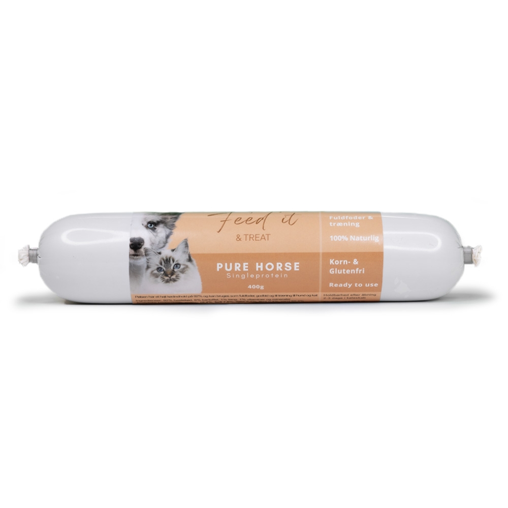 Feed It & Treat Skærefast Pølse med Hest 400g