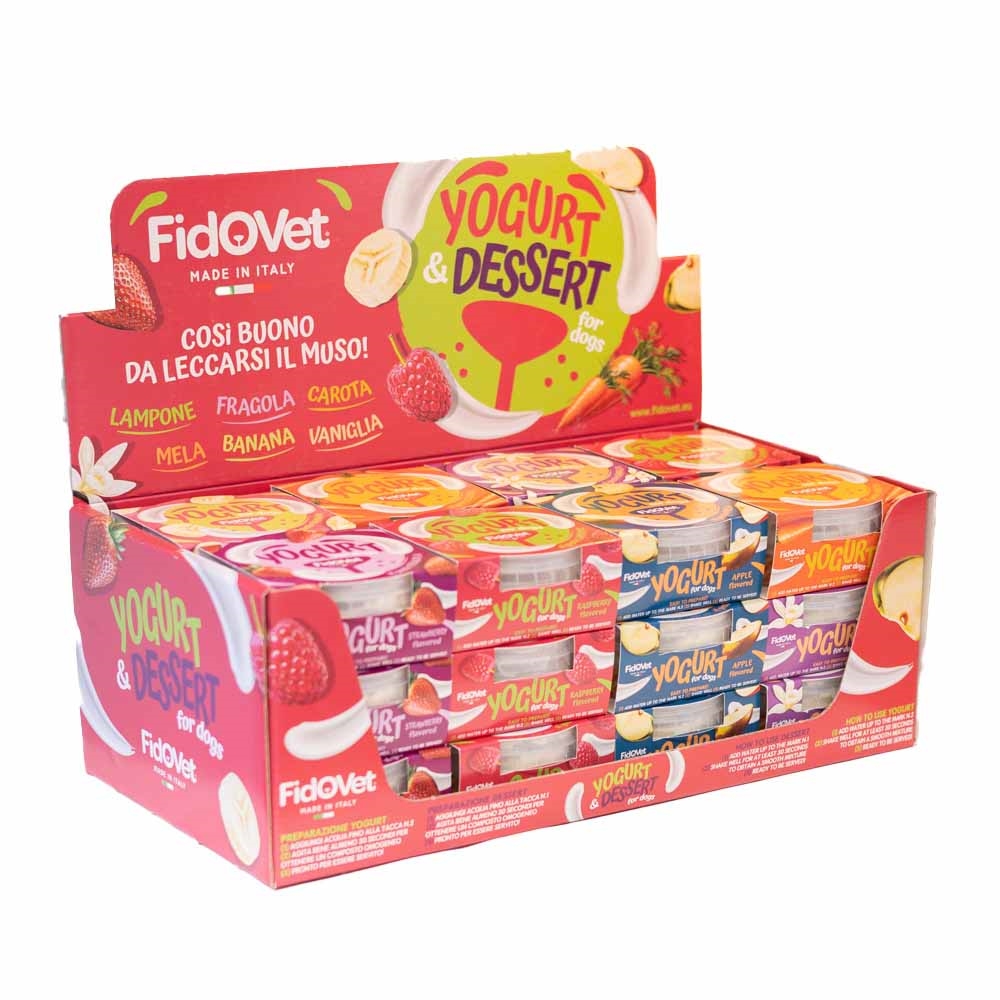 FidOvet Hunde Yogurt med Jordbær Display MIX 24 stk