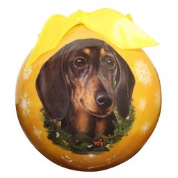 Christmas Ornament Julekugle Med Sort Gravhund På Orange Kugle