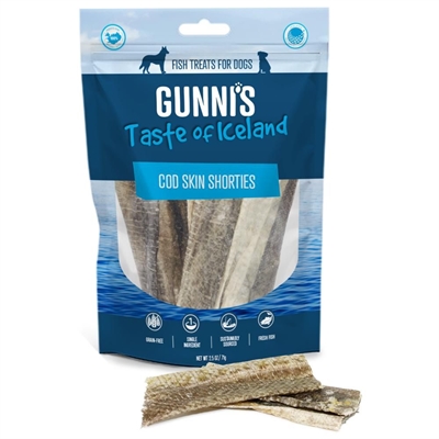 Gunni's Codfish Skin Shorties Tørret Torskeskind Fra Island 71g