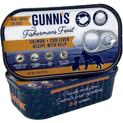 Gunni's Fisherman's Feast Dog Topping med Islandsk Laks & Torskelever 127g