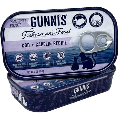 Gunni's Fisherman's Feast Cat Topping med Islandsk Torsk & Lodde 85g