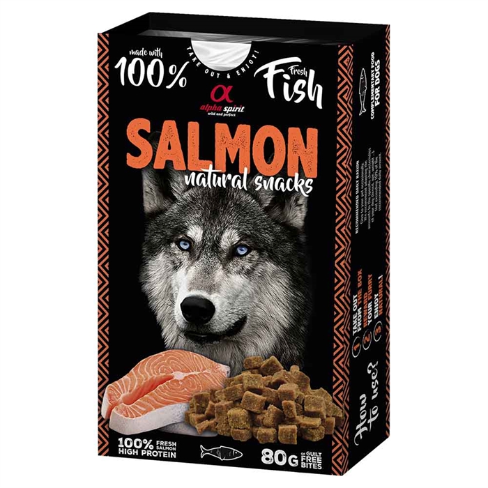 Alpha Spirit Hunde Godbidder af 100% Fersk Kød SALMON 80g
