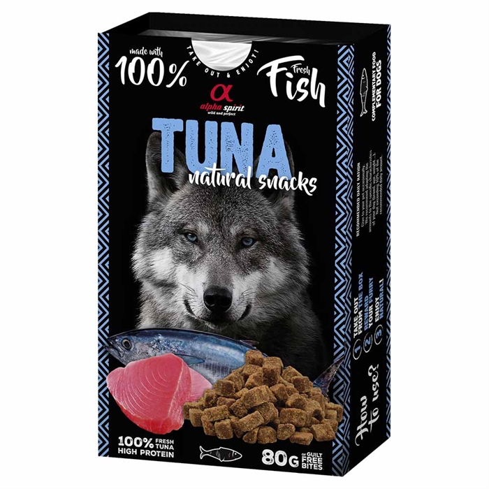 Alpha Spirit Hunde Godbidder af 100% Fersk Kød TUNA 80g